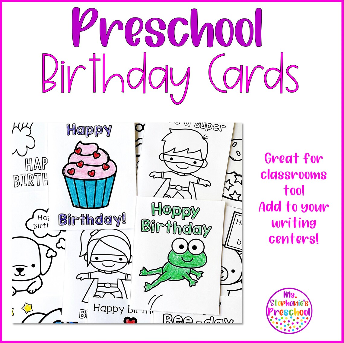 Preschool Birthday Cards, Coloring Birthday Cards, Preschool Activity ...
