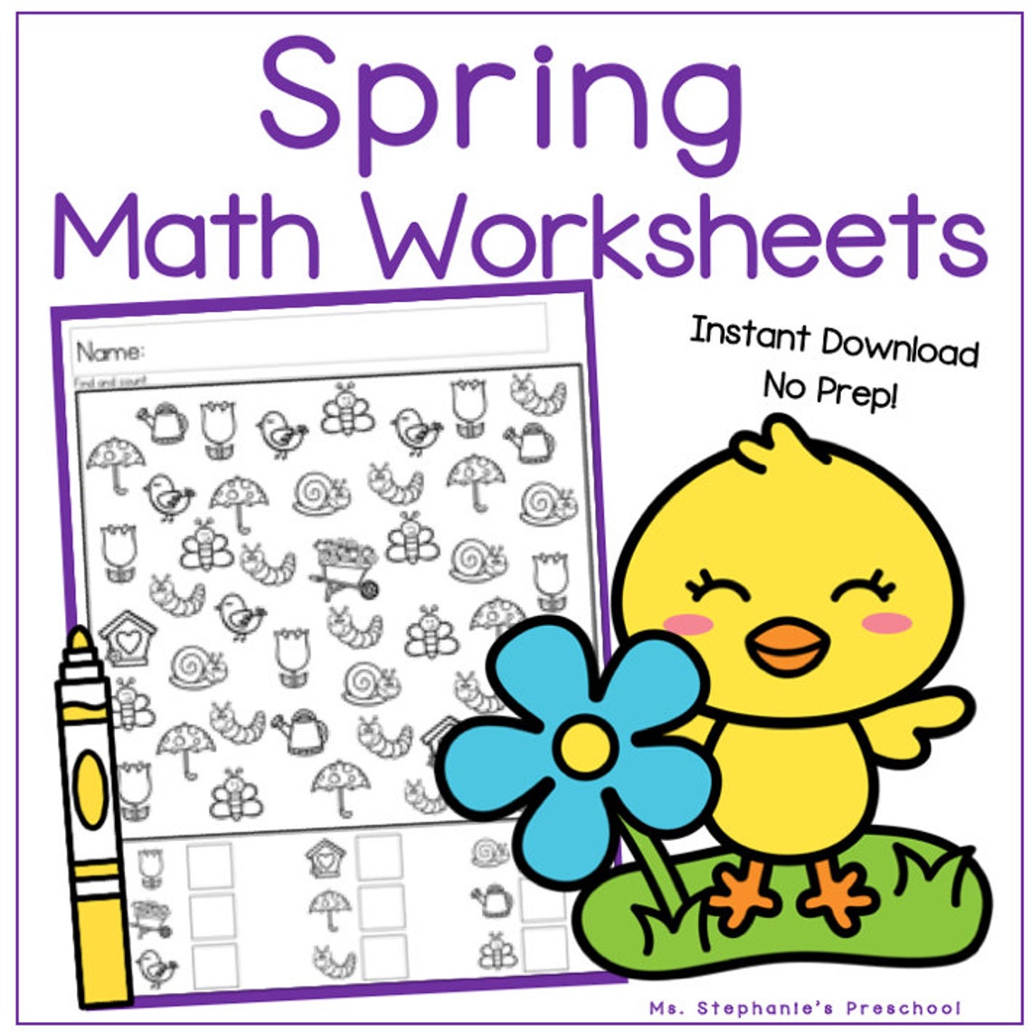 Spring Preschhol Math Spring Preschool Math Worksheets Homeschool Counting Printables Spring ...