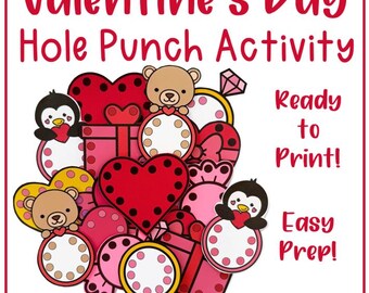 Valentines Day Hole Punch Preschool Fine Motor Activity Printable Resouce Preschool Classroom Center Montessori Inspired