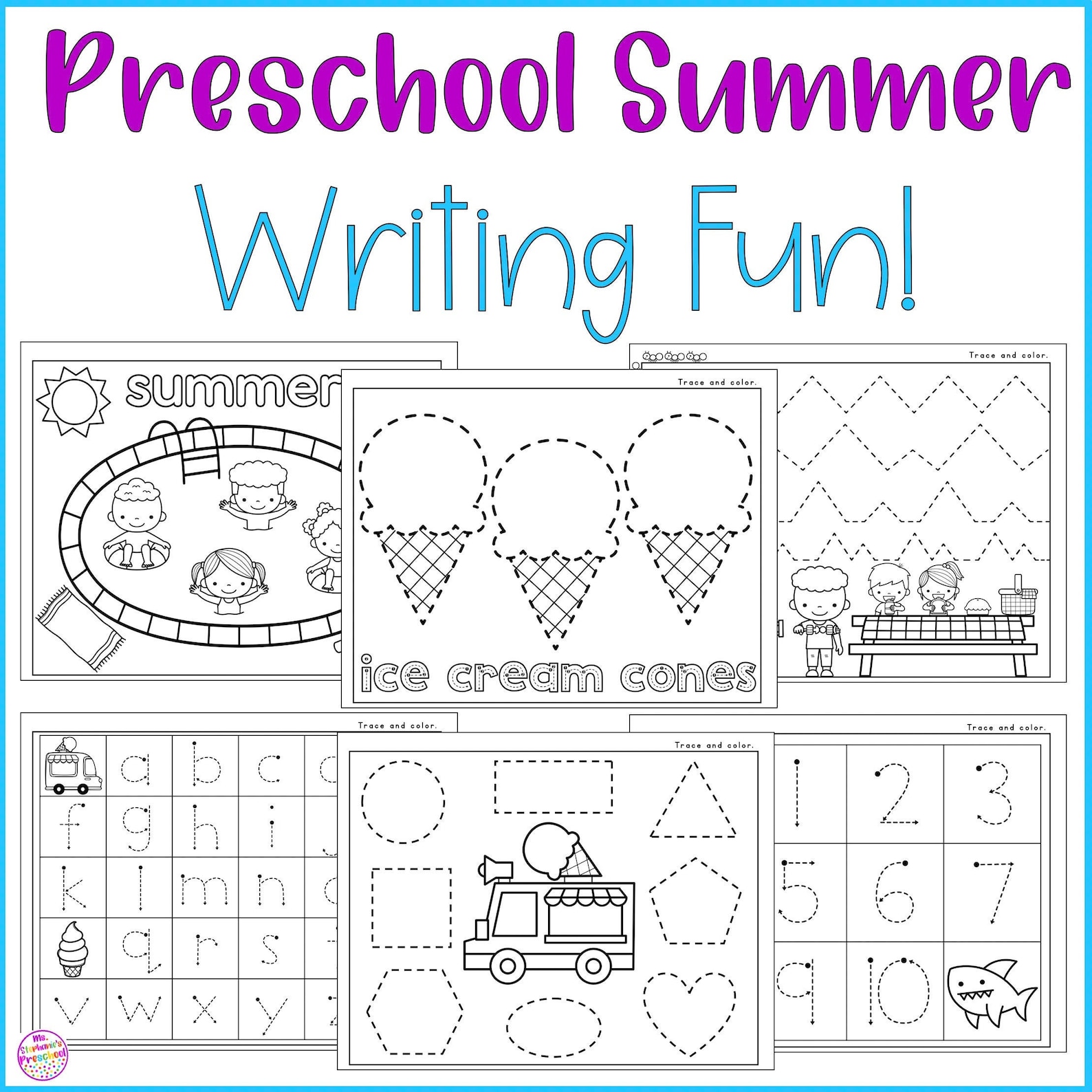 Preschool Summer Worksheets Coloring Activities Prek Summer Writing ...