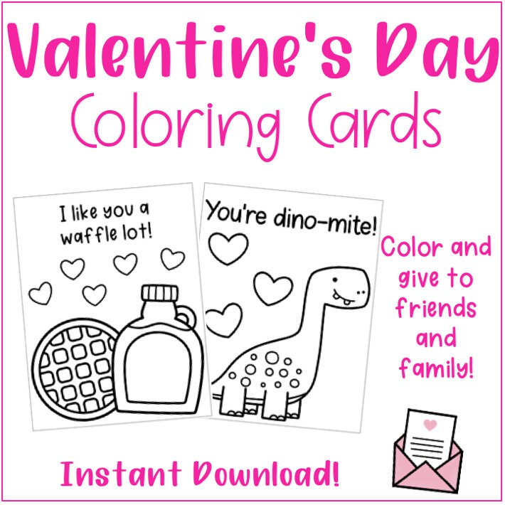 Printable Preschool Valentines Coloring Cards for Kids Classroom Instant Download!! - Etsy