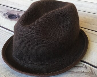 Vintage Unisex Stingy Brim Fedora, Wool Blend Homburg Hat