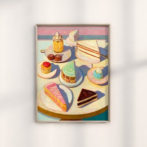 Wayne Thiebaud Art Print | Pastries Paintings | Pop Art Decor | Retro Sweets and Cakes Poster | Food Art Gallery | Museum-Grade Reproduction