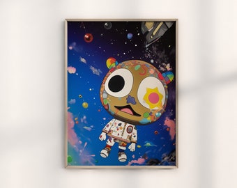 Takashi Murakami Space Bear Print, Murakami Kunst, japanische Kunst, Wanddekor, zeitgenössisches Poster, japanische Pop Art, Hypebeast Murakami Kunst