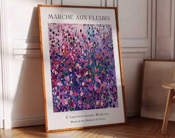 Flower Market Print, Colorful Wall Art, Botanical Wall Art, Bright, Large French Decor, Living Room Decor, Exhibition Poster Flower Painting