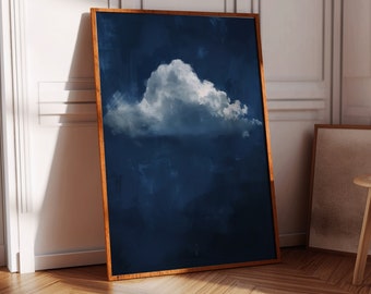 Cloud Wall Art · Blue Wall Art · Abstract Art Print · Minimalist Wall Art · Indigo Art · Maximalist Decor · Sky Wall Art · Night Sky Print