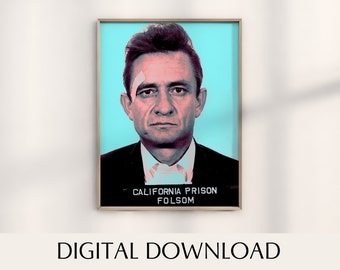 Set of 2 Johnny Cash, Mugshot Pop Art Print | Vintage Retro Portrait | Contemporary Art | Wall Art| Wall Decor | DIGITAL DOWNLOAD PRINTABLE