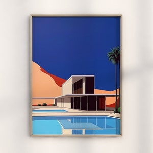 Hiroshi Nagai Poolside by Desert Print, Hiroshi Nagai Desert Artwork, Poolside Desert  Decor, Minimalist Hiroshi Pool Art, Watermelon Pool