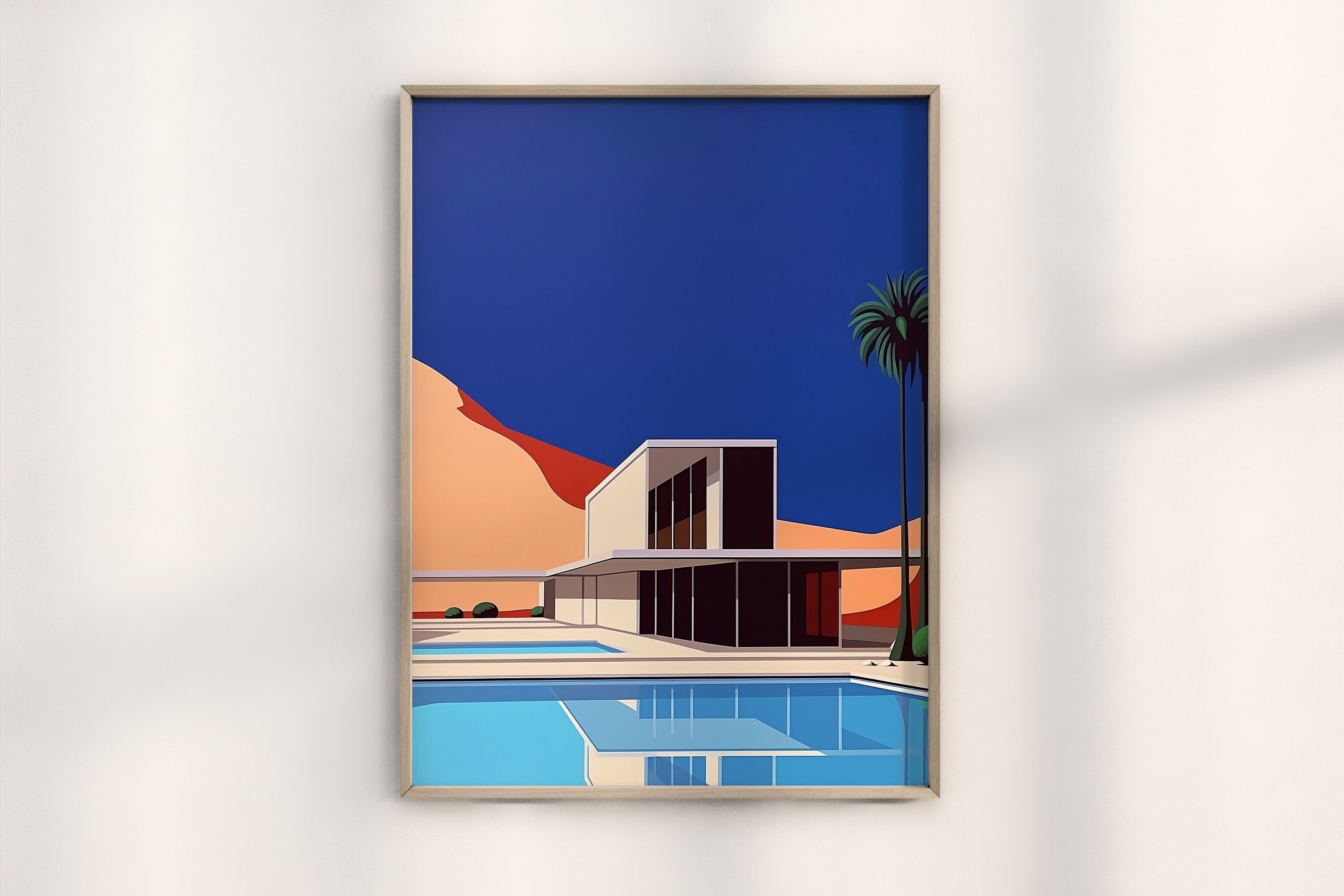 永井博　B2ポスター　HIROSHI NAGAI POSTER POOLSIDE Hiroshi Nagai Poolside in Las Vegas Print, Authentic Las