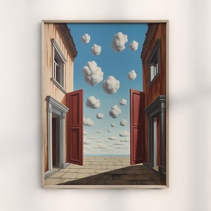 Rene Magritte Surrealist Clouds Print, Authentic Magritte Clouds Artwork, Dreamy Sky Clouds Surrealism, Classic Belgian Artist Reproduction