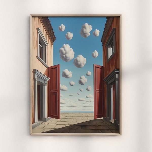 Rene Magritte Surrealistische Wolken Druck, Authentische Magritte Wolken Kunstwerk, Verträumter Himmel Wolken Surrealismus, Klassische Belgische Künstlerreproduktion