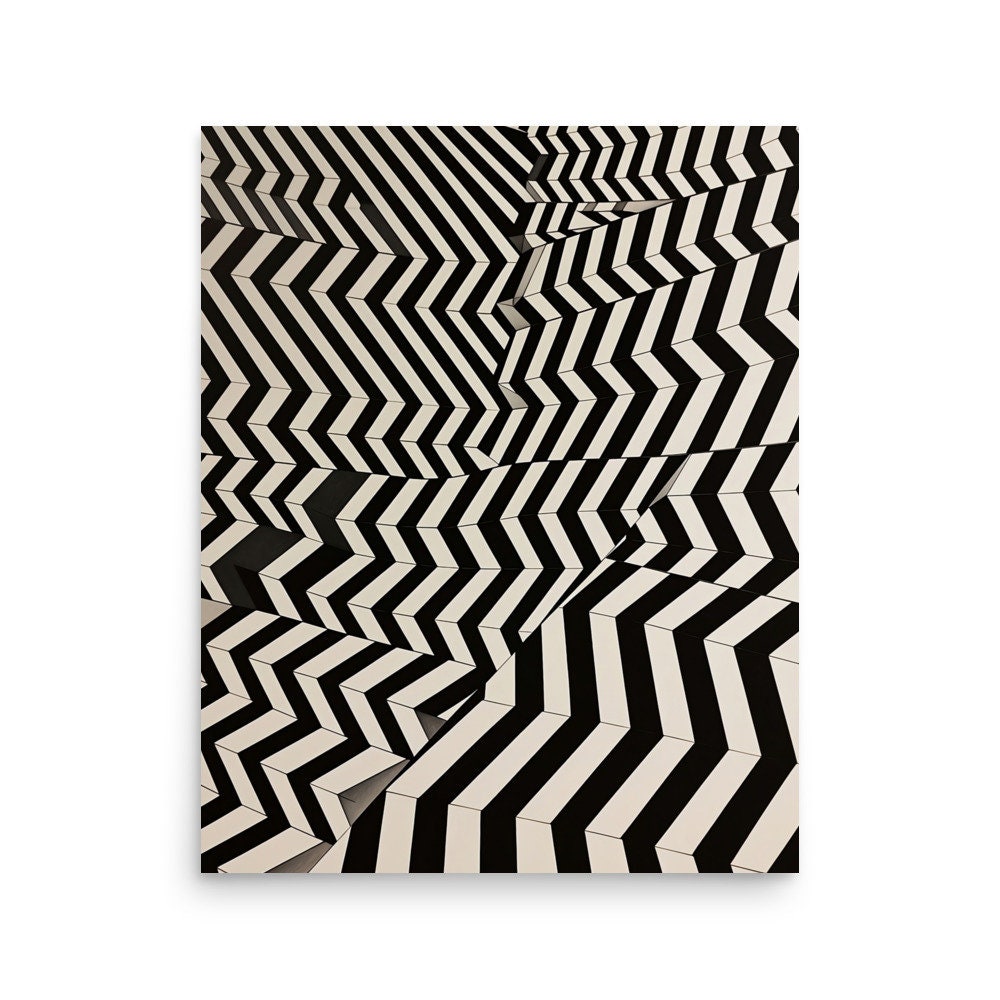 Bridget Riley Zig Zag Optical Illusion Print Modern Op Art Etsy UK