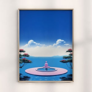 Hiroshi Nagai Buddha&#39;s Holy Meditation Print,Spiritual Meditation Artwork, Authentic Serene Buddhism Art Print,Peaceful Nagai Zen Wall Decor
