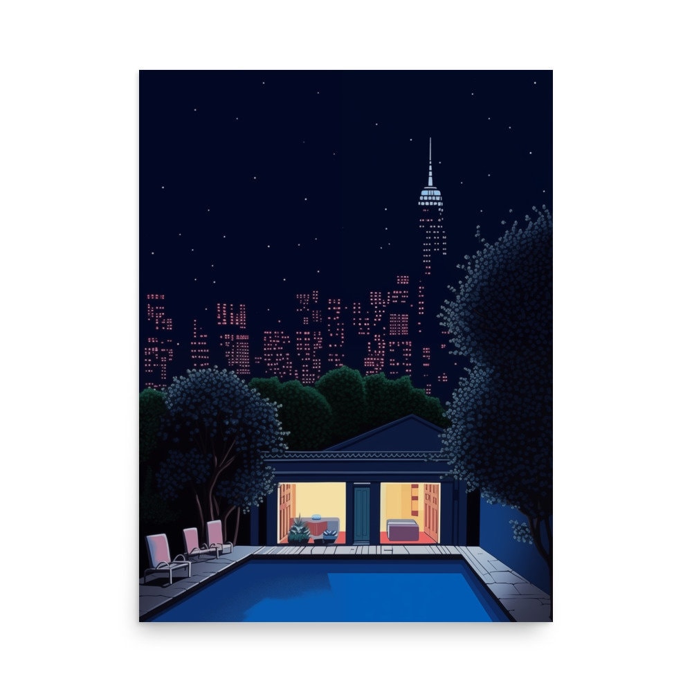 Hiroshi Nagai Minimalist New York Cityscape Print, Modern