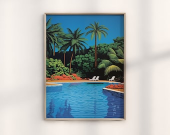 Vaporwave Aesthetic Nagai Print - Synthwave Sunset Art, Retro 80s Beach Design, Neon Island Aesthetic, Tropical Retrowave, Vintage Vaporwave