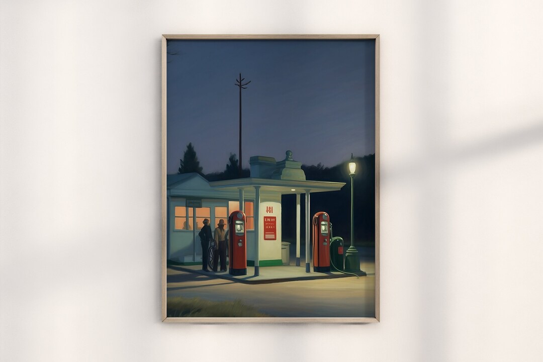 Edward Hopper Gas Station Print, Vintage Hopper Roadside Art,classic