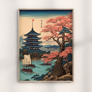 Hiroshige Cherry Blossom Woodblock, Traditional Japanese Blossom Art, Vintage Hiroshige Poster, Original Blossom Woodblock,Hiroshige Artwork