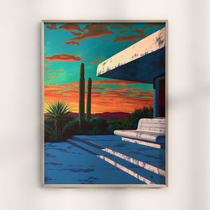 Arizona Desert Landscape Desert Wall Art, Boho Print Western Southwestern Decor, Colorful Bright Poster, Monument Valley, Oil Painting Print