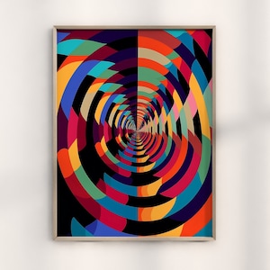 Bridget Riley Circular Gradient Optical Illusion Print, Modern Op Art Canvas, Authentic Bridget Riley Artwork, Contemporary Gradient Design