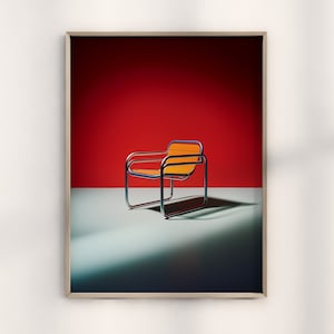 Bauhaus Classic Chair Design Print, Vintage Bauhaus Inspired Chair,Mid Century Classic Chair Art,Wassily Chair Poster,Modern Retro Furniture
