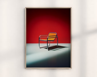 Bauhaus Classic Chair Design Print, Vintage Bauhaus Inspired Chair,Mid Century Classic Chair Art,Wassily Chair Poster,Modern Retro Furniture