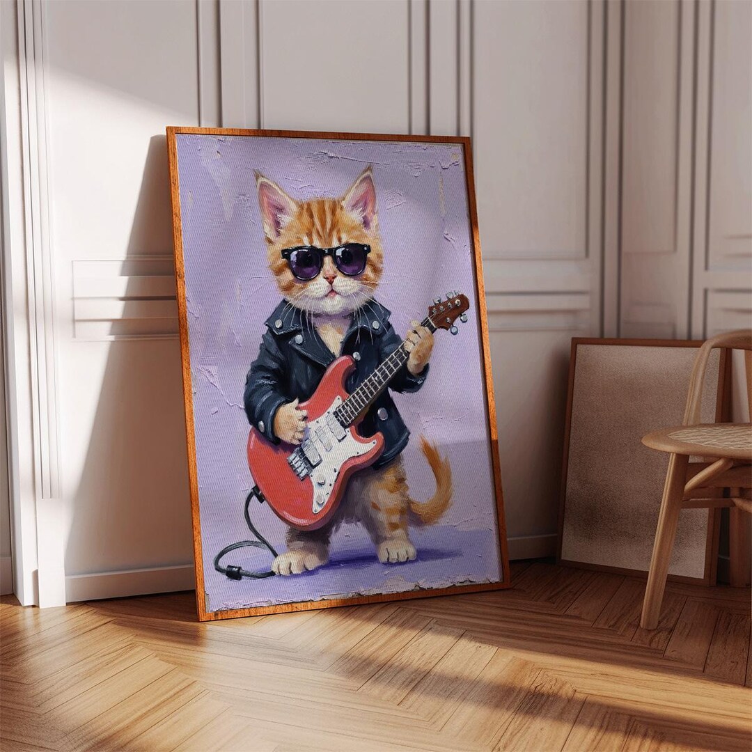 Cat-themed Artwork, Rock and Roll Cat Designs, Guitar Playing Cats ...