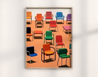 Retro Bauhaus Chair Wall Art, Midcentury Bauhaus Poster Print, Vibrant Bauhaus Chair Wall Decor, Modern Bauhaus Design,Vintage Chair Artwork