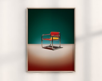 Bauhaus Modern Chair Mid Century Furniture Art Print, Vintage Bauhaus Decor, Iconic Design Poster, Retro Home Decoration,Interior Design Art