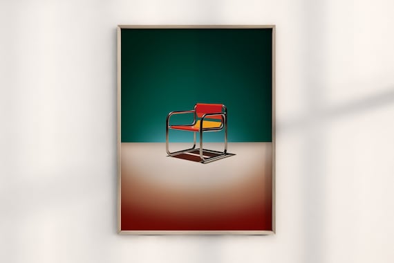 Bauhaus Modern Chair Mid Century Furniture Art Print, Vintage Bauhaus Decor, Iconic Design Poster, Retro Home Decoration,Interior Design Art