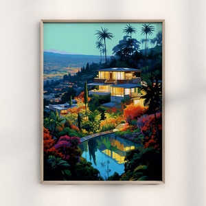 Hiroshi Nagai Secret Villa in Bali Print, Vintage Bali Villa Art, Hiroshi Nagai Balinese Retreat, Tropical Scenes Bali Landscape Wall Decor