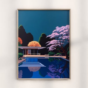 Hiroshi Nagai Kyoto Inspired Print, Midnight in Kyoto, Retro Pop Art Poster, Nagai Style Wall Art,  Nagai Home Decor, Museum Quality Print