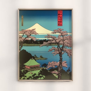 Hiroshige Temple Print, Japanese Woodblock Temple, Hiroshige Sacred Art, Vintage Temple Poster, Traditional Japanese Ukagawa Hiroshige Art