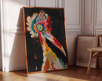 Harold Ancart Print, Abstract Art, Vibrant Floral Designs, Unique Etsy Gift Ideas, Majestic Toucan Painting, Modern Art , Handmade Wall Art