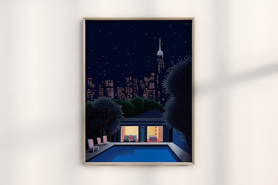 Hiroshi Nagai Minimalist New York Cityscape Print, Modern