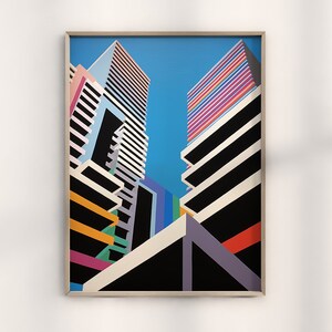 Retrowave Citypop New York Skyline Poster, Citypop NYC Drawing, Retrowave NYC Wall Art, New York Retro Print, Vintage Skyline Wall Décor