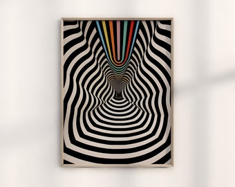 Impressão de ilusão óptica hipnótica de Bridget Riley, arte autêntica de ilusão de Riley, design hipnótico de arte op moderna, peça de arte visual contemporânea