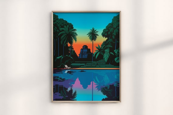 Minimalist Vaporwave Hiroshi Nagai Wall Art - Retro 80s Aesthetic