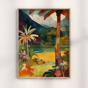 Paul Gauguin Mata Mua Tahiti Print, Authentic Gauguin Island Art, Post-Impressionist Tahitian Scene, Gauguin Exotic Masterpiece Collection