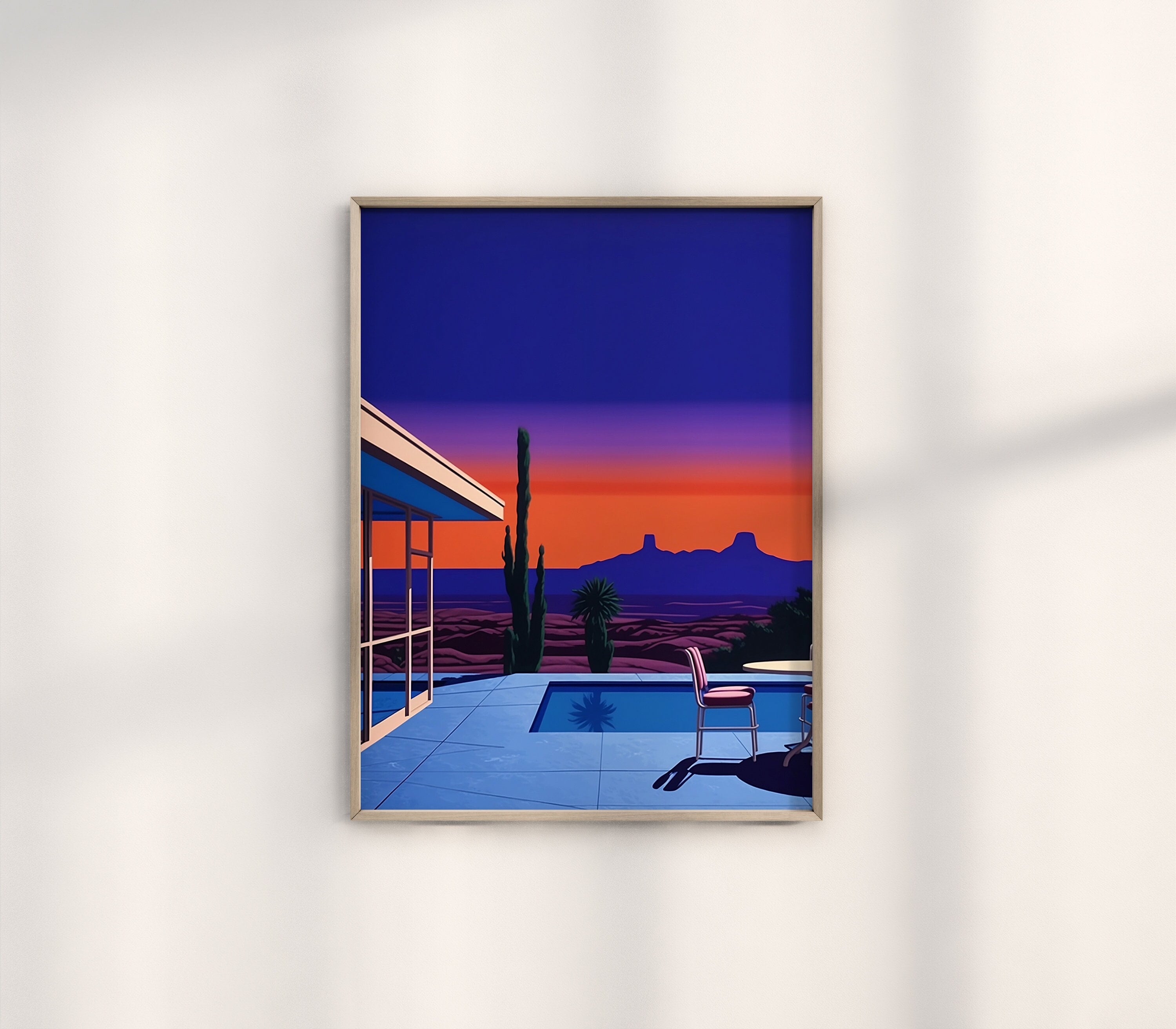 Hiroshi Nagai Palm Springs Sunset Print, Retro Pop Art Poster