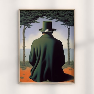 Rene Magritte Behind Son Of A Man Print, Authentic Magritte Face Obscured Art, Classic Surrealism Apple Figure, Belgian Artist Reproduction
