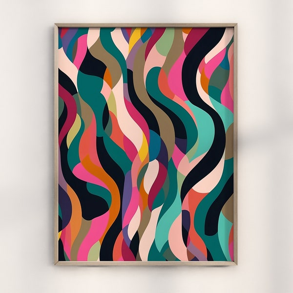 Bridget Riley Tropical Infusion Inspired Print, Abstract Geometry Print, Arrayed Shapes Stripes, Gallery Wall Art Museum Decor, Artist Gifts