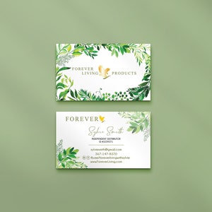 Greenery Forever Living Business Card, Personalized Forever Living Business Card, Forever Living Business Card, Forever Living FL04