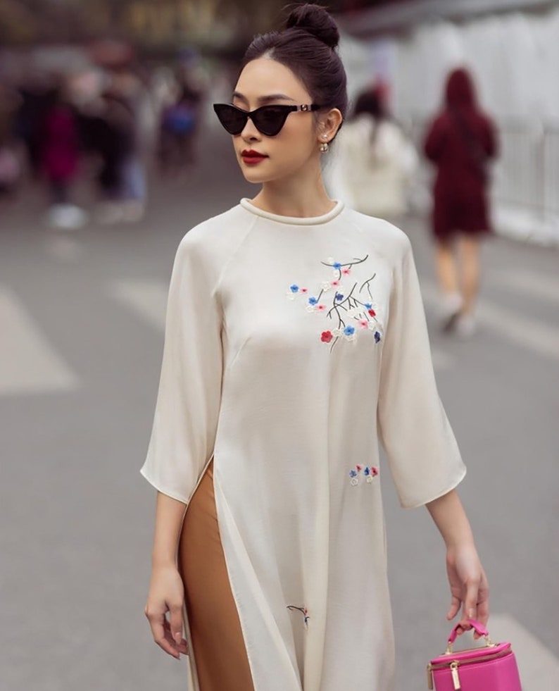 CHI Vietnamese Traditional Ao Dai for Women, Ao Dai for Girls, Ao Dai Vietnam, Embroidery Ao Dai image 6