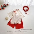 Embroidery Tussah Silk Women & Kids Matching Ao Dai Set, Ao Dai for Girls, Modern Crepe Silk Ao Dai Tet 06 product logo