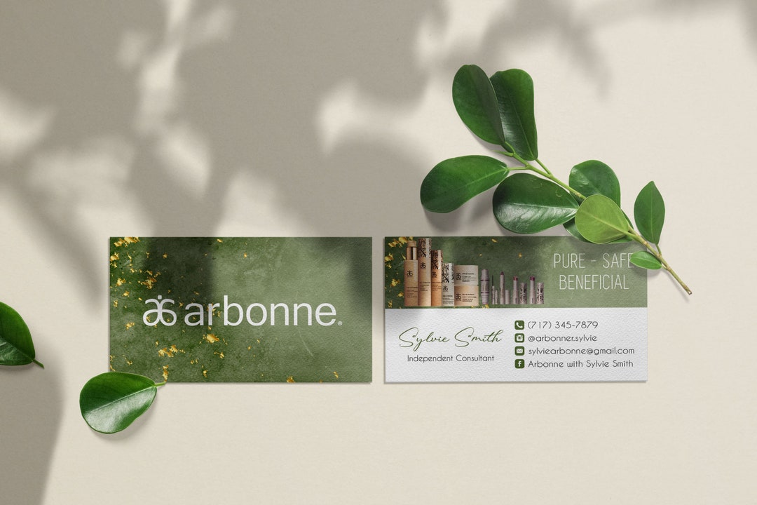 Green Watercolor Arbonne Business Card Personalized Arbonne - Etsy