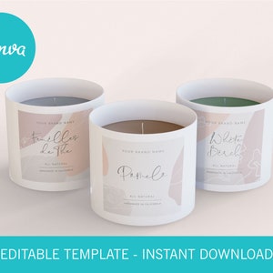 Candle Label Template, Editable Candle Labels, Minimalist Candle
