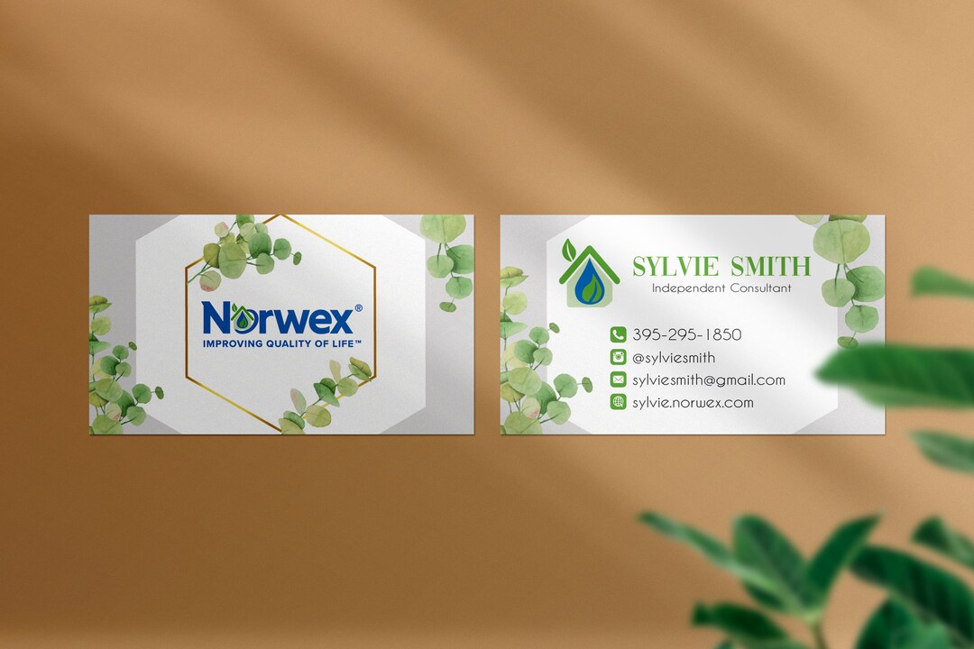 Greenery Norwex Business Card, Personalized Norwex Business Card, Printable Norwex Business Card ...