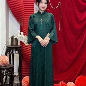 Ao Dai de brocado colorido para mujer, Ao Dai para niña, Ao Dai vietnamita, Ao Dai modernizado