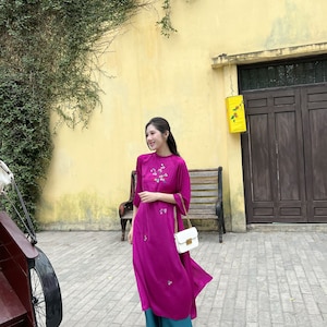 CHI Vietnamese Traditional Ao Dai for Women, Ao Dai for Girls, Ao Dai Vietnam, Embroidery Ao Dai image 8