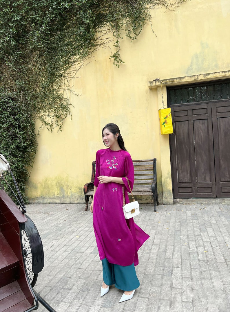 CHI Vietnamese Traditional Ao Dai for Women, Ao Dai for Girls, Ao Dai Vietnam, Embroidery Ao Dai image 8